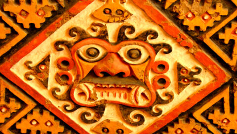 Aia Paec, mochica God in Huaca de la Luna, Peru