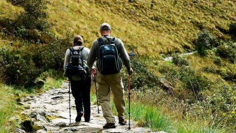 travelers in the inca trail to Machu Picchu