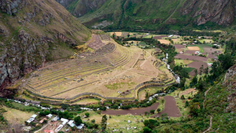 Llactapata, inca site in the inca trail Cusco, Peru