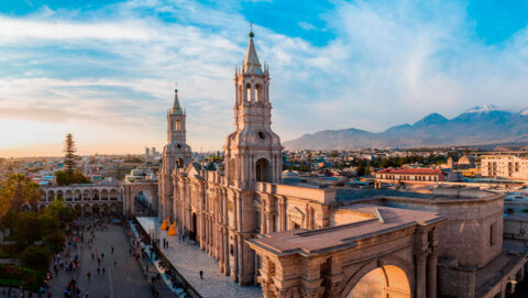 Arequipa, main square, the white city of Peru.