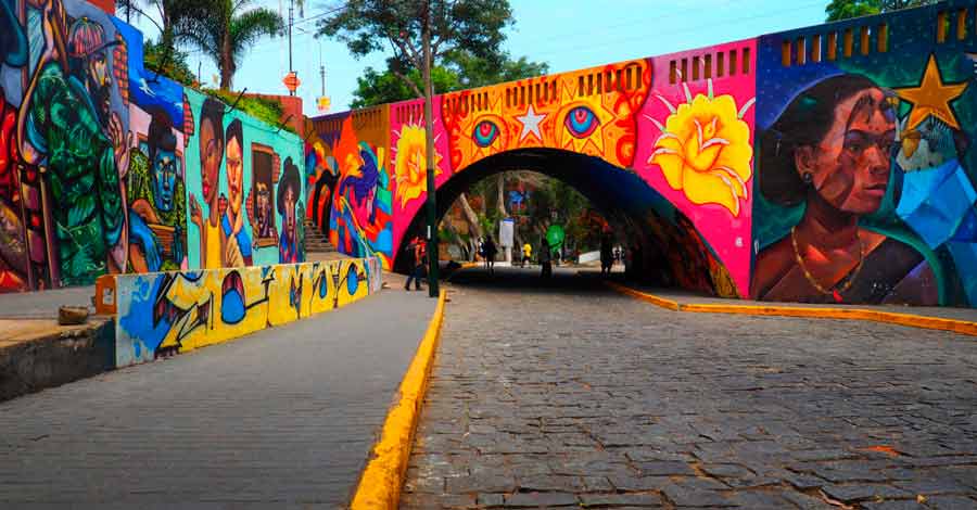 Colorful bridge in Barranco Lima