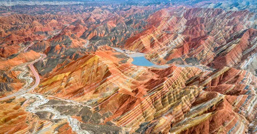 Rainbow Mountains in panoramic view of Zhangye Danxia, China, Auri Peru