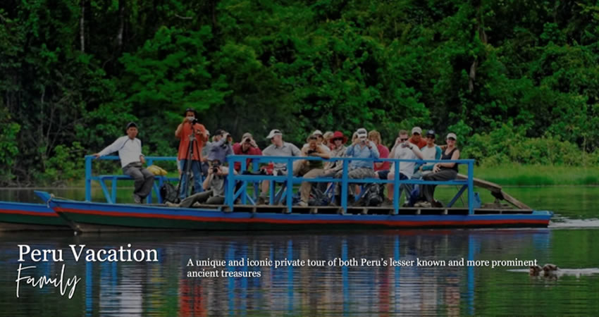 A travel guide for a multi-generational vacation in Peru, showcasing scenic landscapes and cultural experiences.